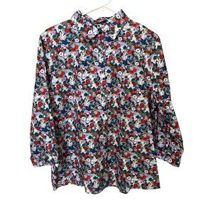 Lands End Womens No Iron Supima Floral Print Shirt Size 16